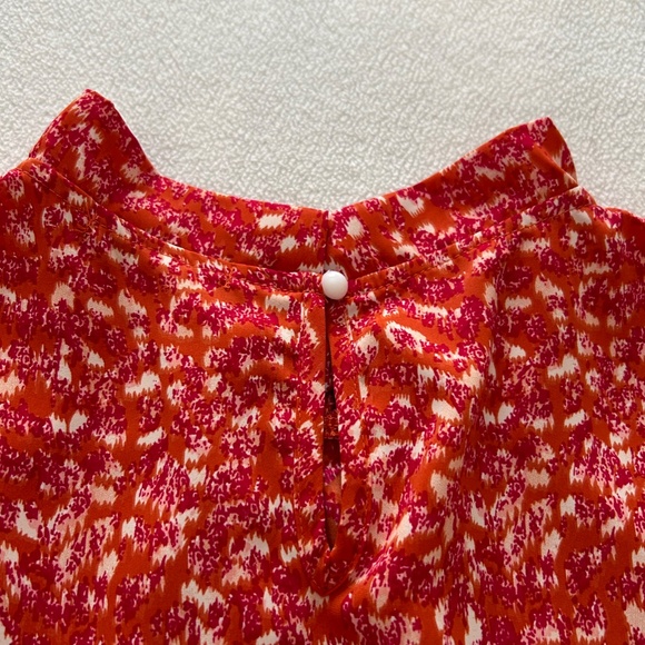 BTFBM Short Sleeve Mock Neck Ruffle Summer Print Boho Top, Size S - Picture 8 of 13